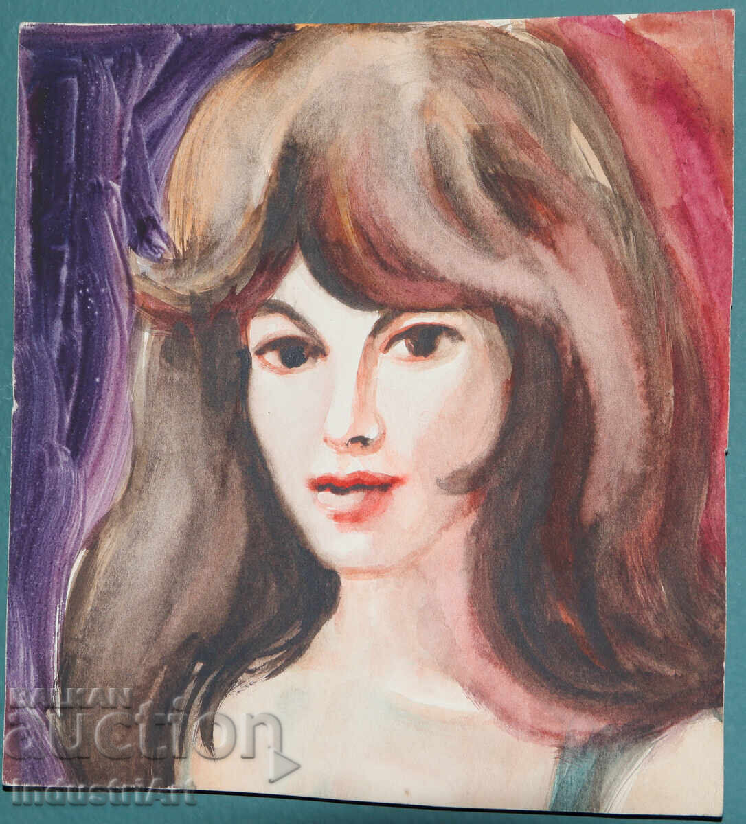 Аукцион Картина акварел женски портрет Аукцион Картина акварел женски портрет