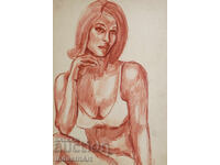 Desen vechi pastel, portret feminin