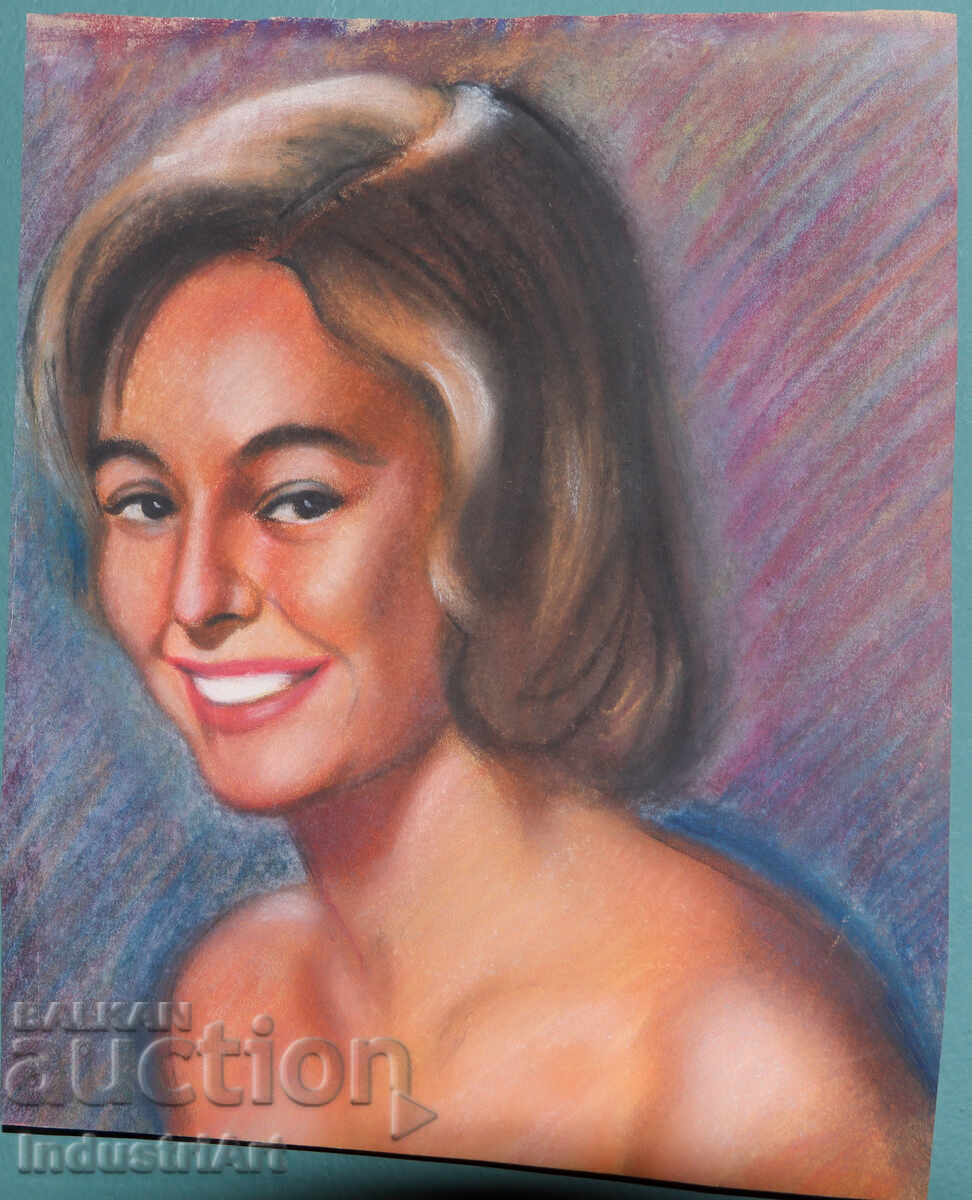 Licitație Desen frumos pastel portret feminin