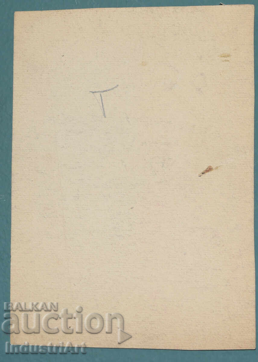 Old pencil drawing female portrait nude body - 6