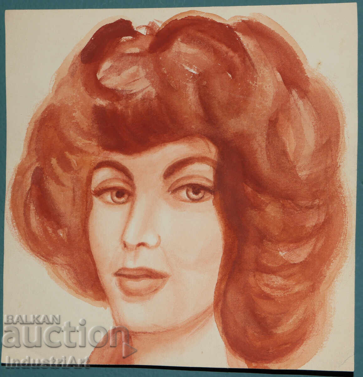 Δημοπρασία Έργο ζωγραφικής με ακουαρέλα, γυναικείο πορτρέτο