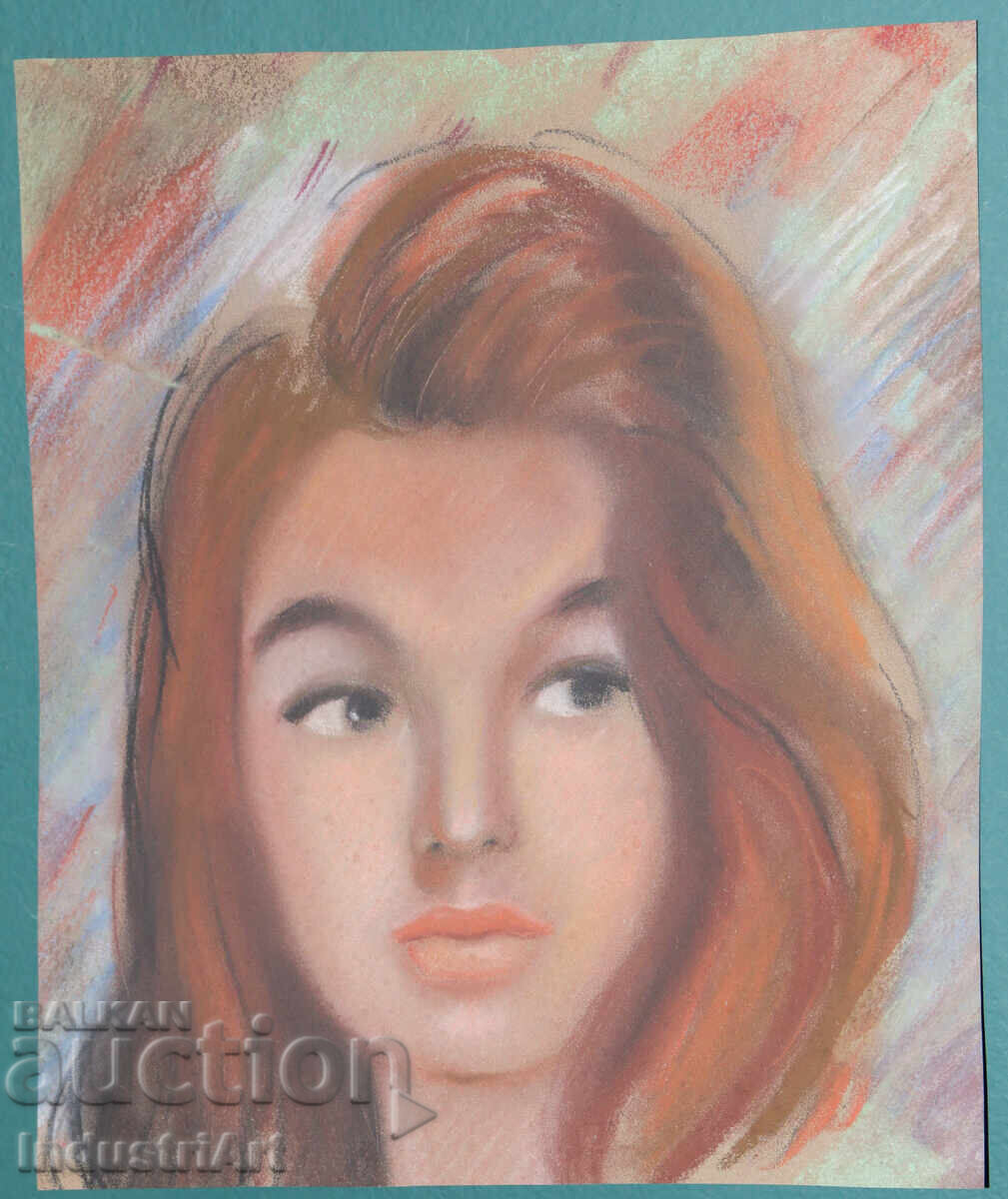 Δημοπρασία Όμορφη παστέλ ζωγραφιά γυναικείου πορτρέτου