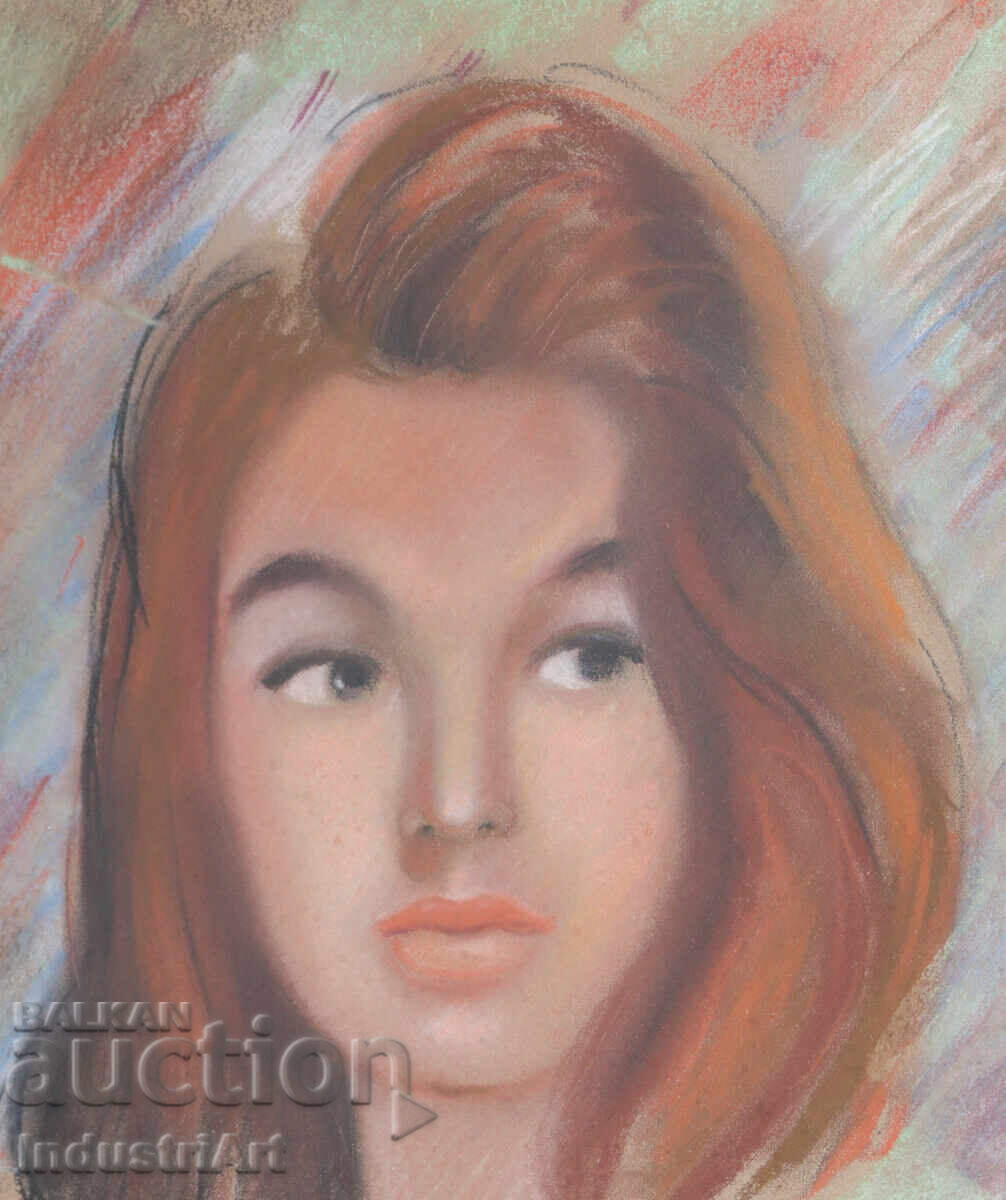 Όμορφη παστέλ ζωγραφιά γυναικείου πορτρέτου