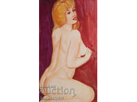 Pictură erotică acuarelă portret feminin corp gol