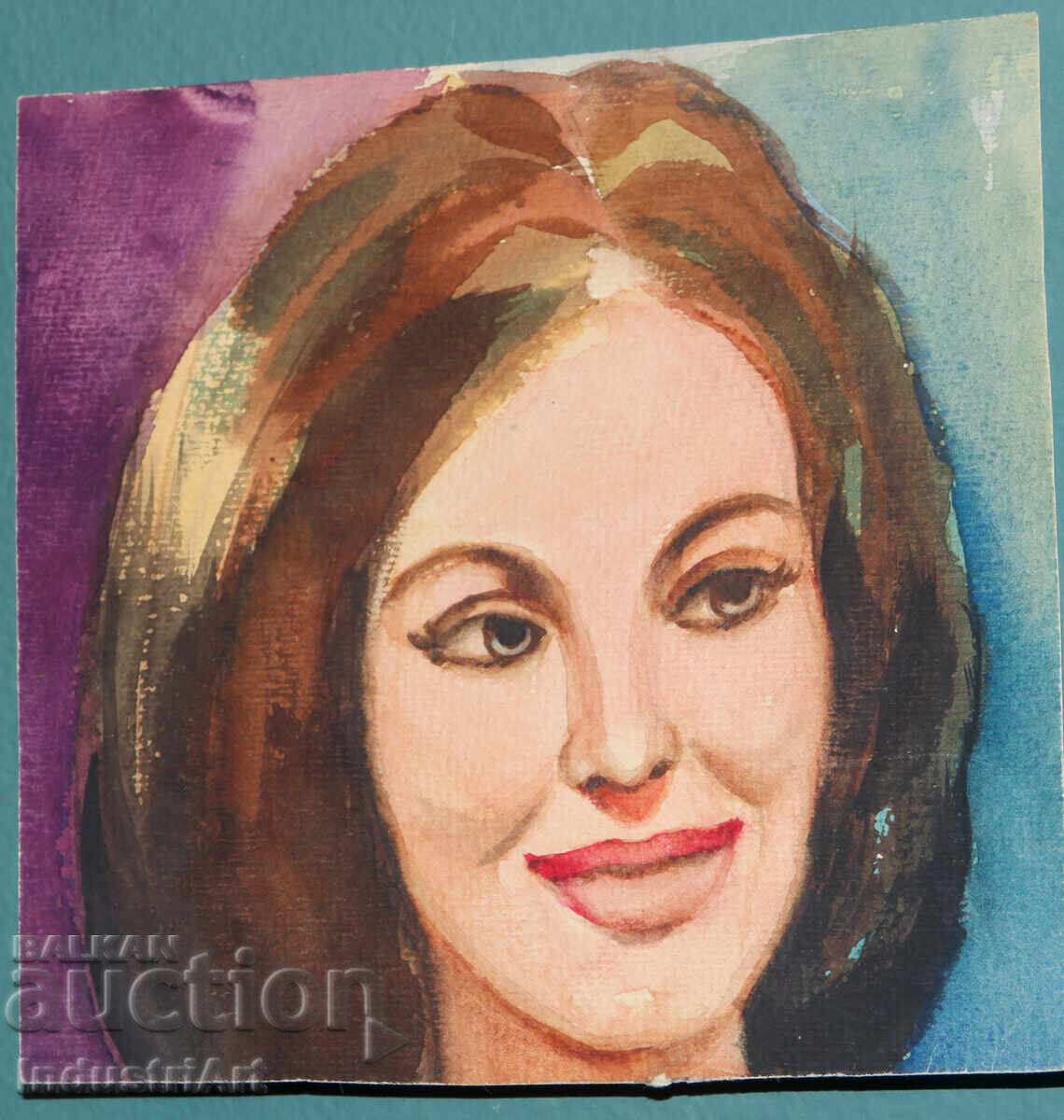 Δημοπρασία Έργο ζωγραφικής με ακουαρέλα, γυναικείο πορτρέτο