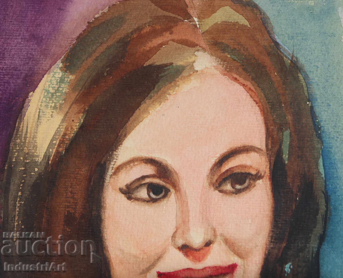 Παράδοση Έργο ζωγραφικής με ακουαρέλα, γυναικείο πορτρέτο