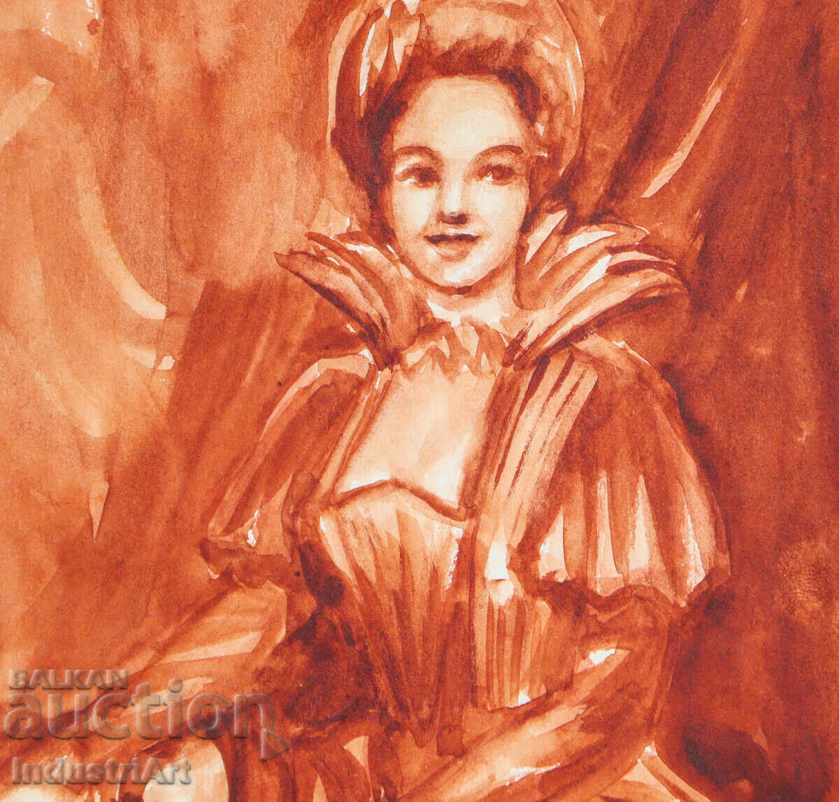 Δημοπρασία Έργο ζωγραφικής με ακουαρέλα, γυναικείο πορτρέτο Δημοπρασία Έργο ζωγραφικής με ακουαρέλα, γυναικείο πορτρέτο