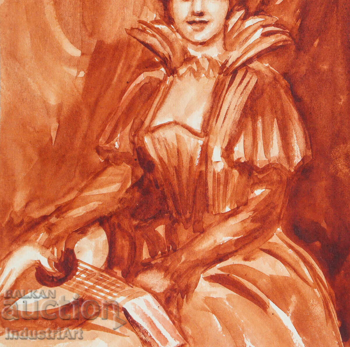 Παράδοση Έργο ζωγραφικής με ακουαρέλα, γυναικείο πορτρέτο Παράδοση Έργο ζωγραφικής με ακουαρέλα, γυναικείο πορτρέτο