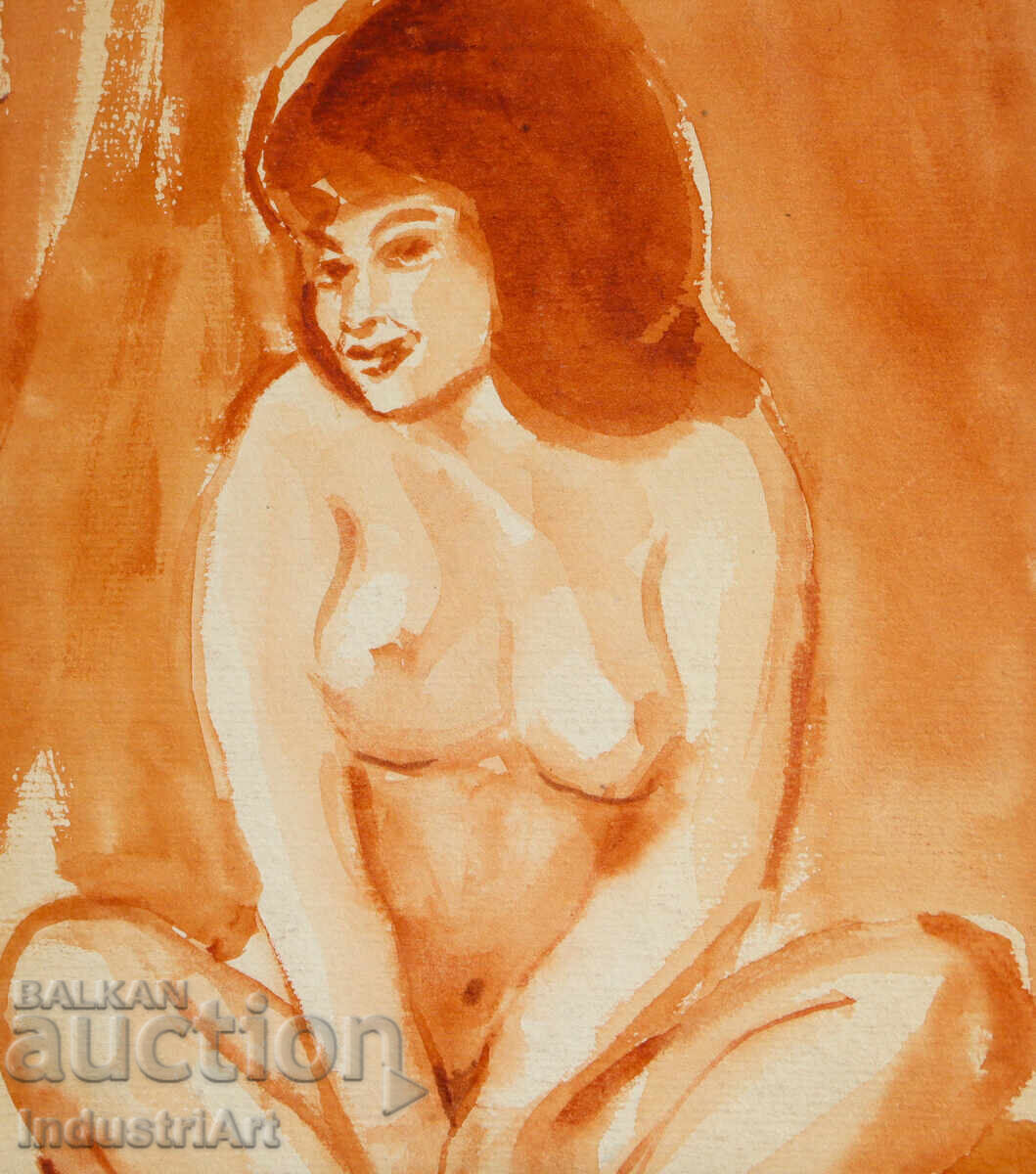 Delivery of Erotic watercolor painting female portrait nude body
