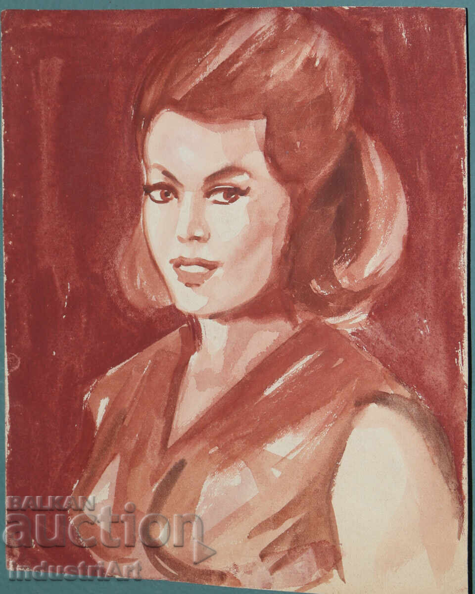 Картина акварел женски портрет с цена 100.00 лв. | € 51.13