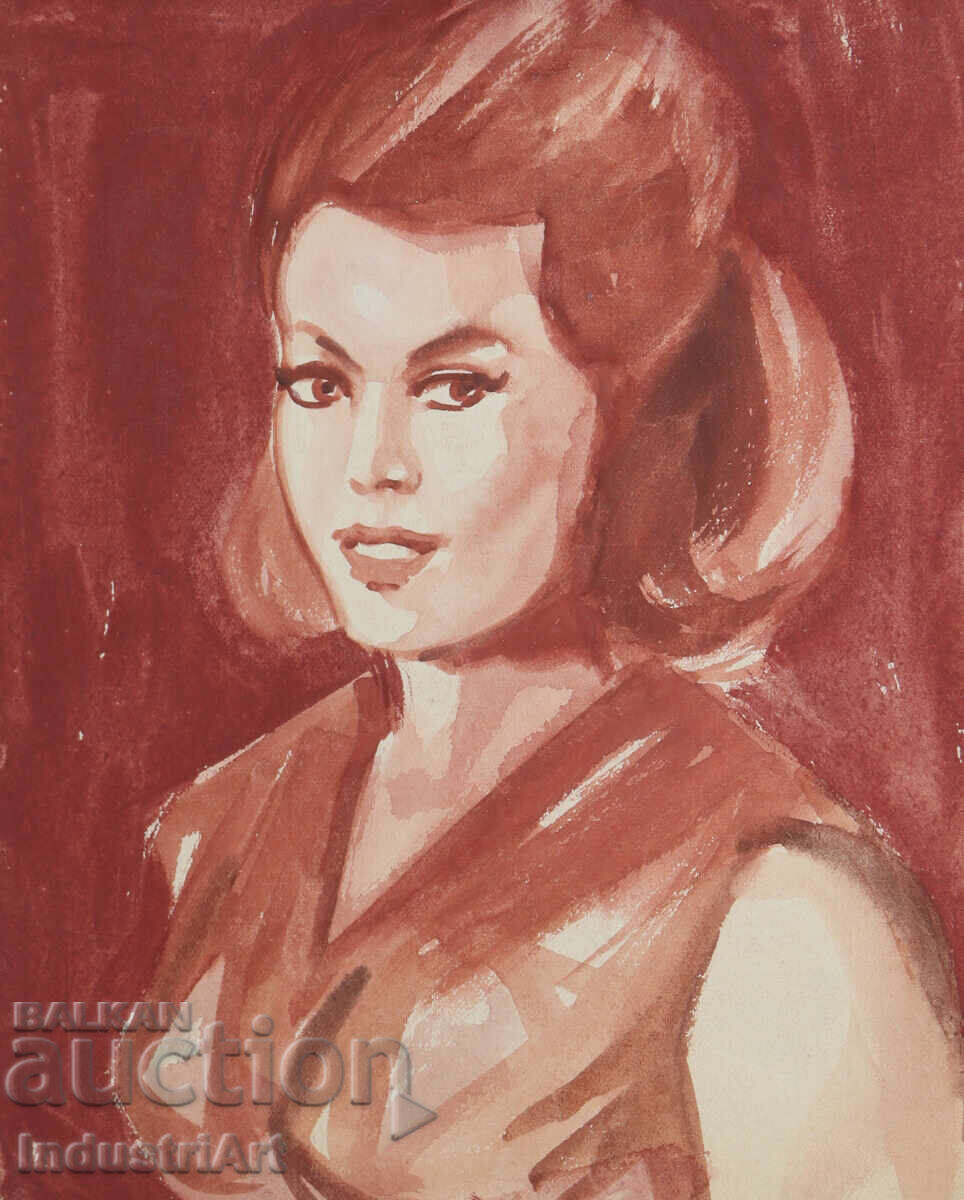 Аукцион Картина акварел женски портрет
