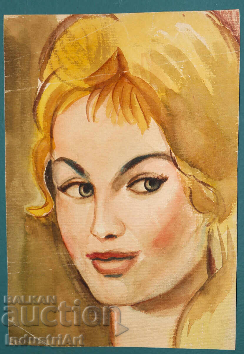 Картина акварел женски портрет с цена 100.00 лв. | € 51.13