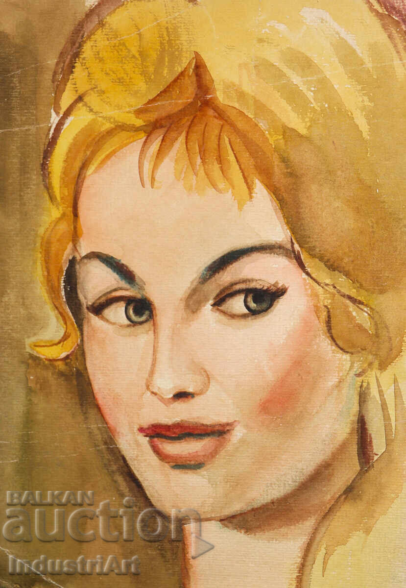 Аукцион Картина акварел женски портрет