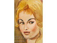 Watercolor painting female portrait