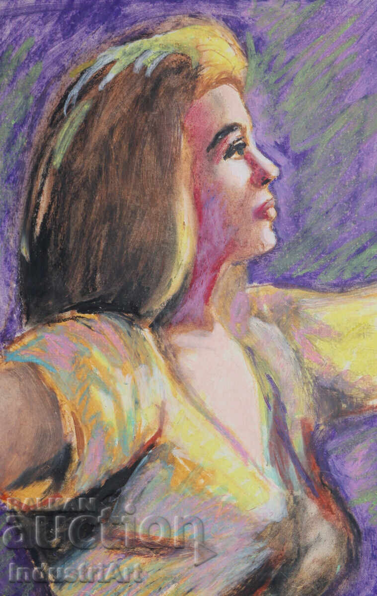 Beautiful pastel drawing of a female portrait with price 100.00 BGN | € 51.13