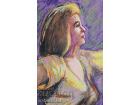 Όμορφη παστέλ ζωγραφιά γυναικείου πορτρέτου