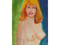 Erotic painting female portrait nude body