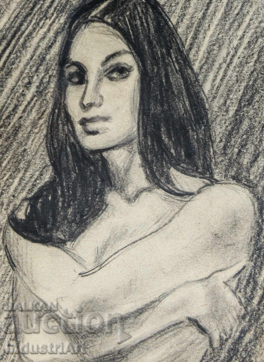 Delivery of Erotic pencil drawing female portrait nude body