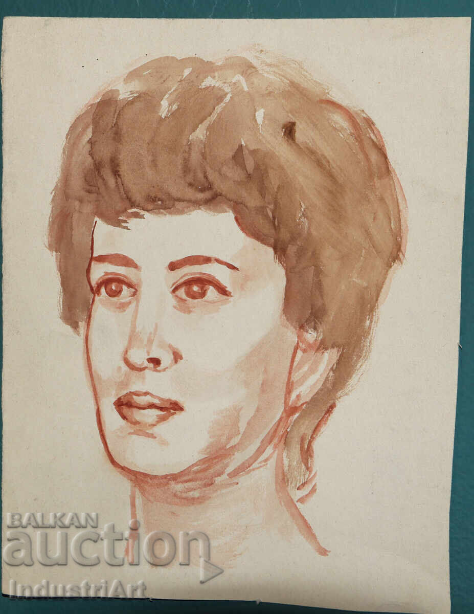 Картина акварел женски портрет с цена 100.00 лв. | € 51.13