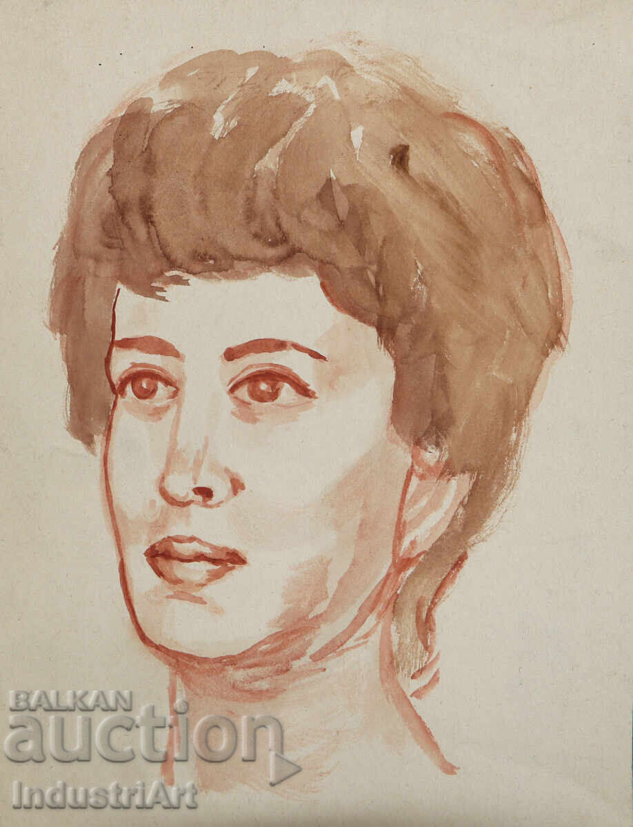 Аукцион Картина акварел женски портрет