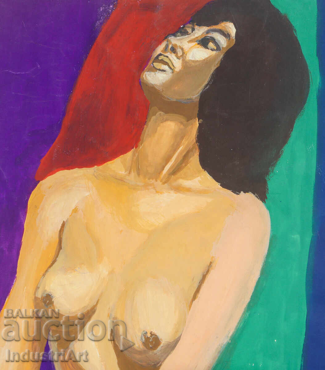 Delivery of Erotic painting tempera paints female portrait nude body