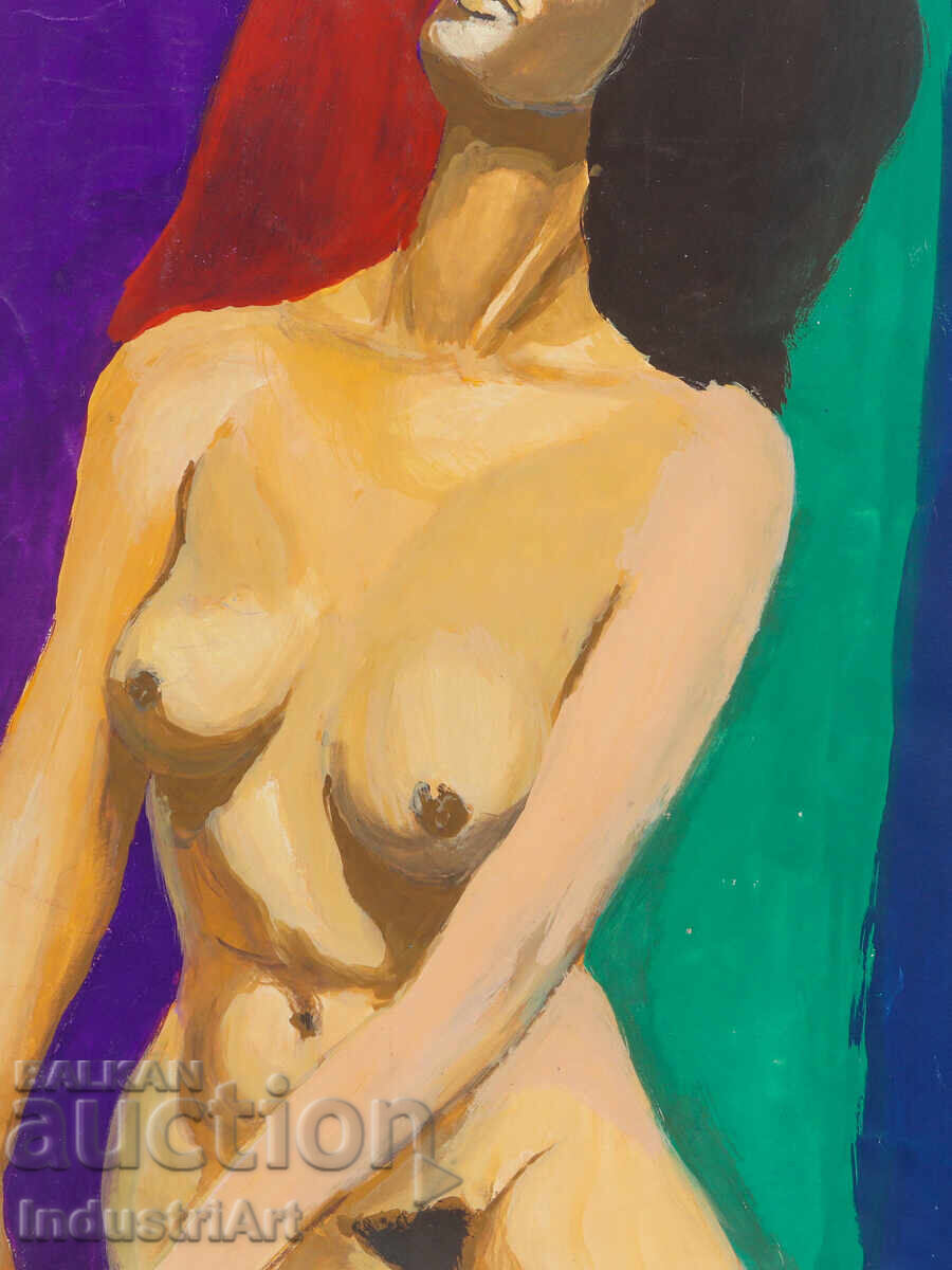 Erotic painting tempera paints female portrait nude body - 5