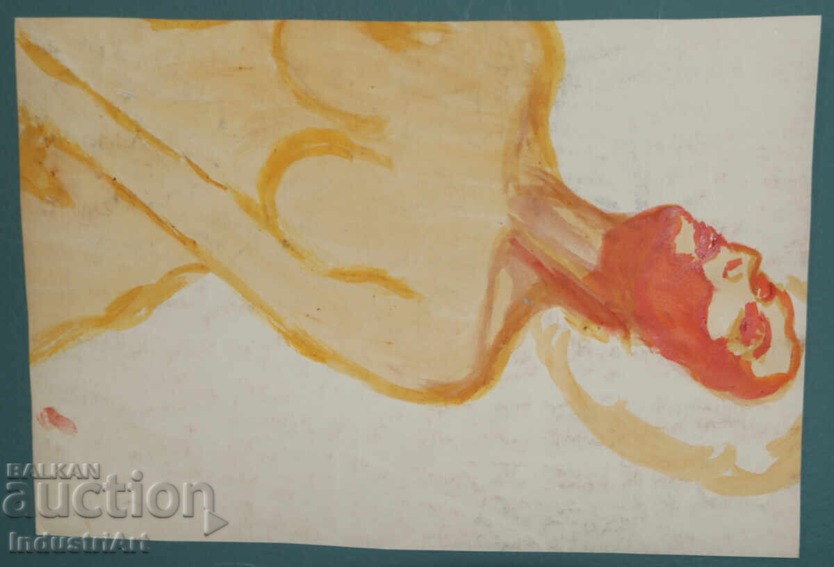 Erotic painting tempera paints female portrait nude body - 6