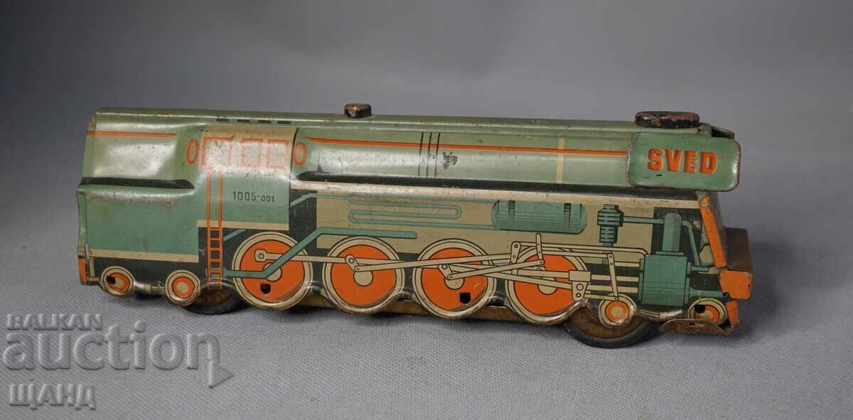 Old Czech metal toy model train locomotive
