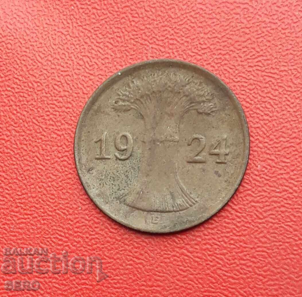 Germany - 1 Pfennig 1924 E - Muldenhütten with price € 0.31 | 0.61 BGN
