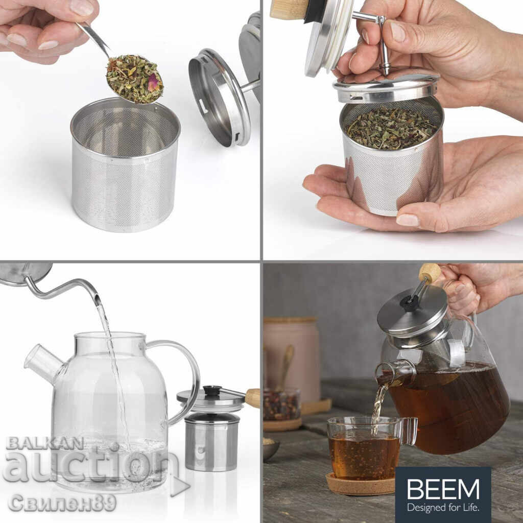 Livrarea Cană de sticlă pentru ceai BEEM cu filtru-infuzor încorporat – 1 litru