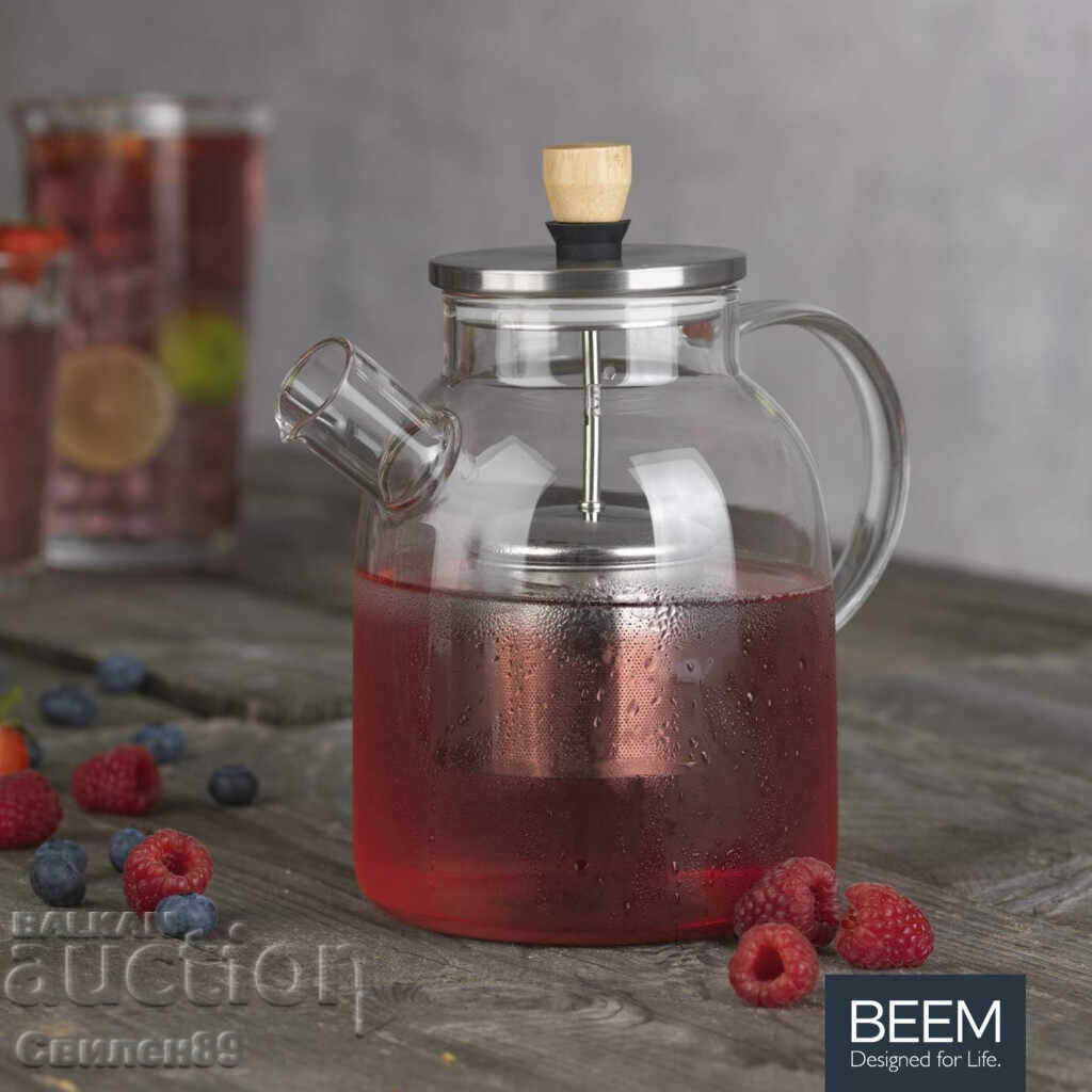 Cană de sticlă pentru ceai BEEM cu filtru-infuzor încorporat – 1 litru - 5
