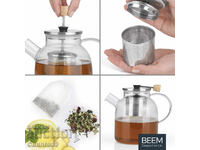 Cană de sticlă pentru ceai BEEM cu filtru-infuzor încorporat – 1 litru