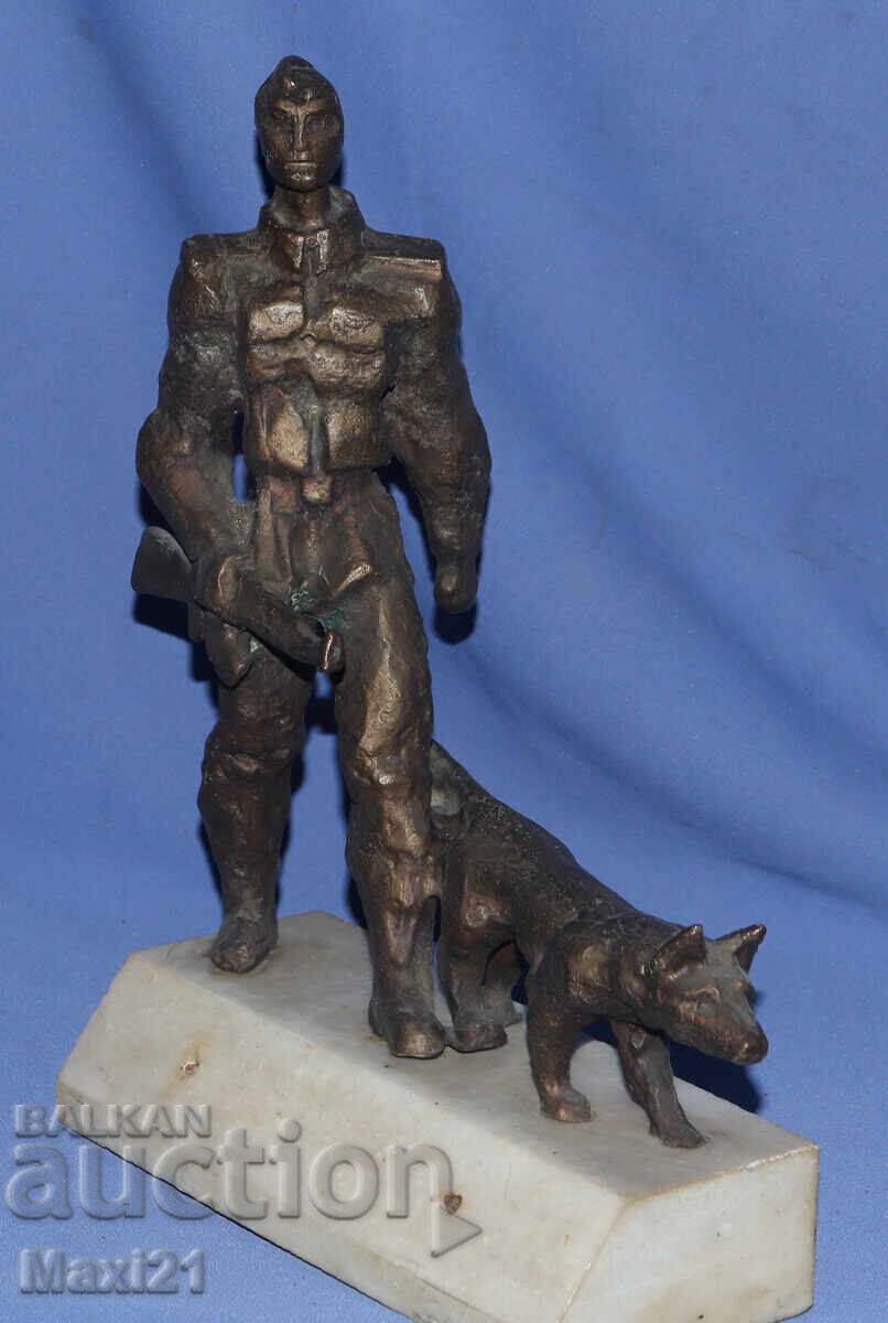 Delivery of Handmade Bronze Sculpture Border Guard with Dog