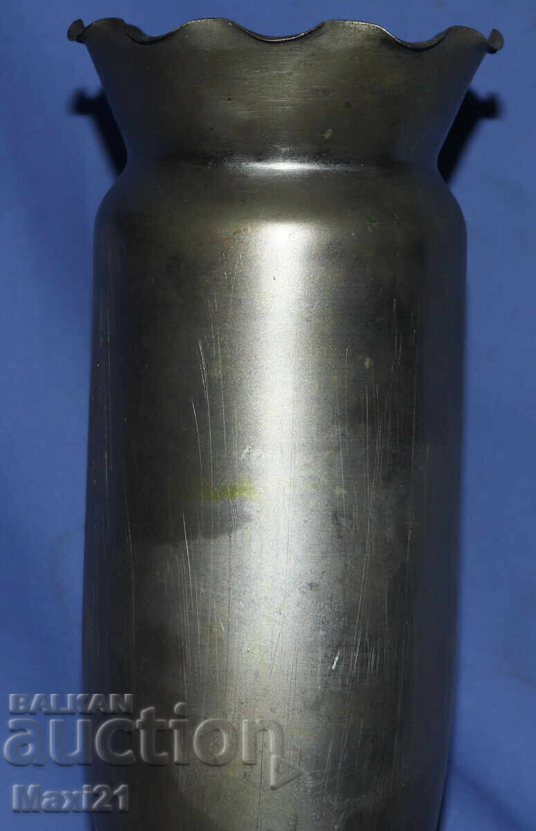 Vază decorativă veche, obuz de tun - 5