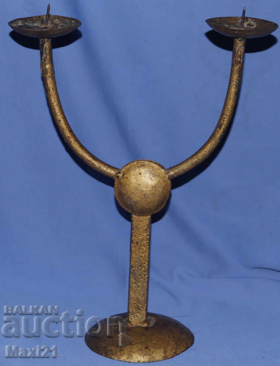 Sfeșnic metalic mare, lucrat manual - 5