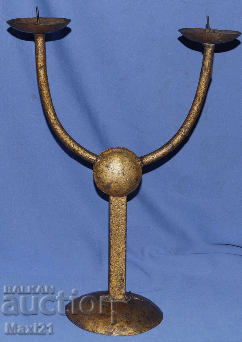 Sfeșnic metalic mare, lucrat manual - 7