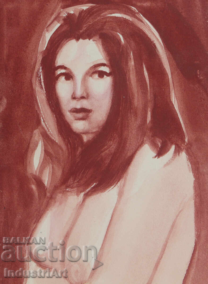 Еротична картина акварел женски портрет голо тяло с цена 100.00 лв. | € 51.13