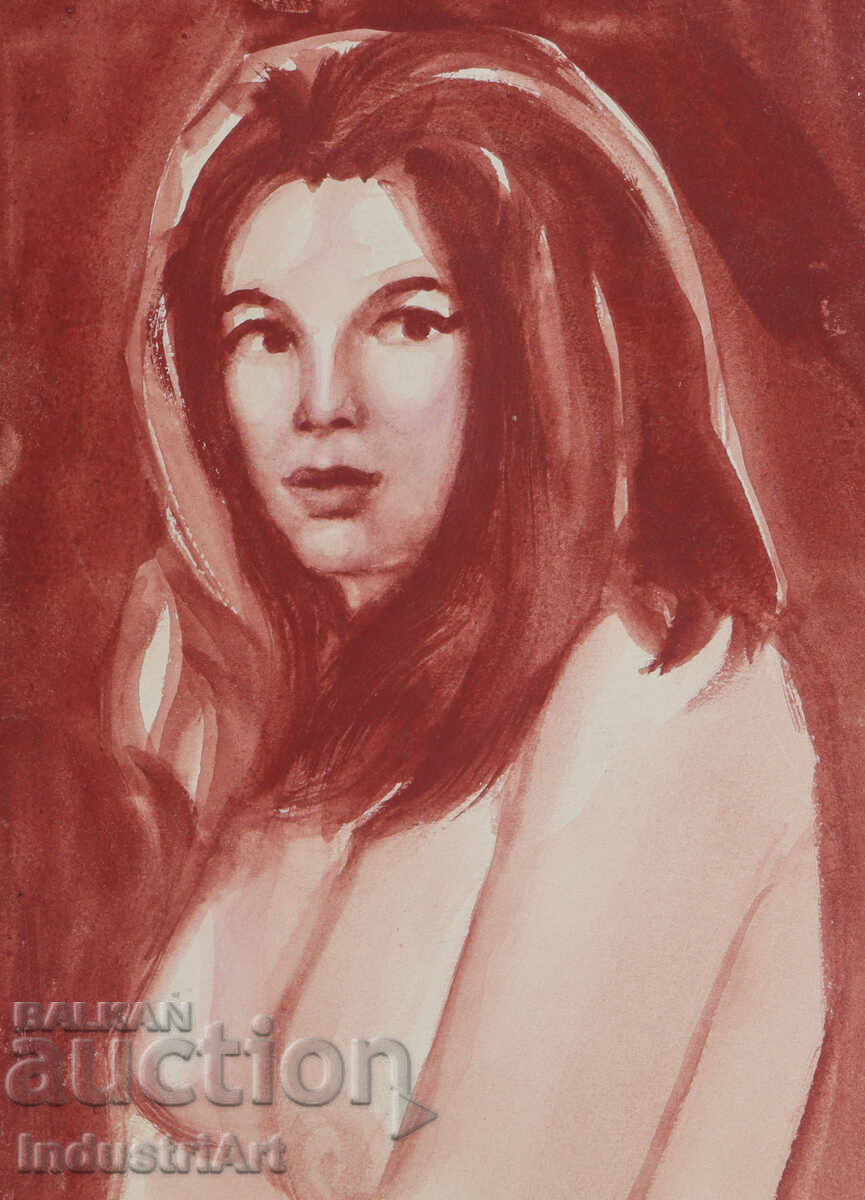 Еротична картина акварел женски портрет голо тяло