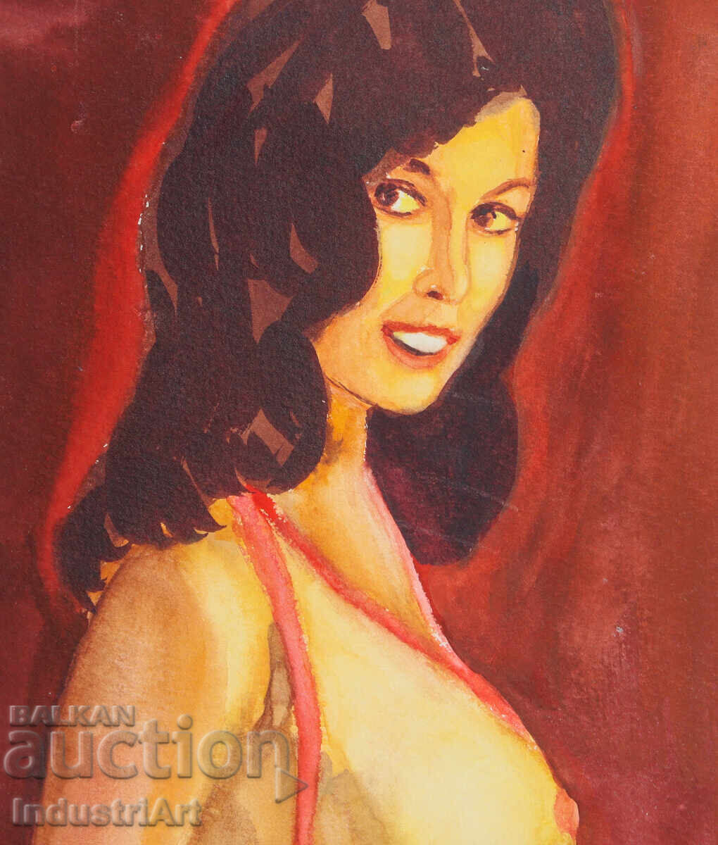 Delivery of Erotic watercolor painting female portrait nude body