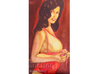 Erotic watercolor painting female portrait nude body