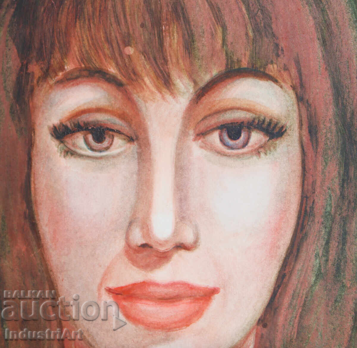 Livrarea Frumoasă pictură mică acuarelă portret feminin