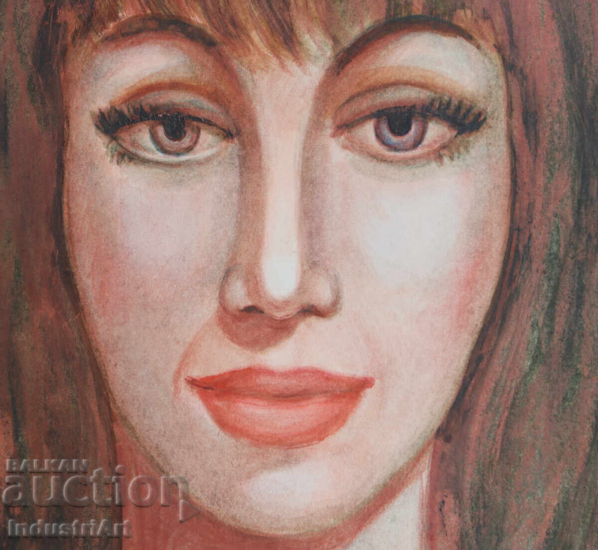 Frumoasă pictură mică acuarelă portret feminin - 5