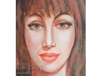 Όμορφη μικρή ζωγραφιά ακουαρέλα γυναικείο πορτρέτο