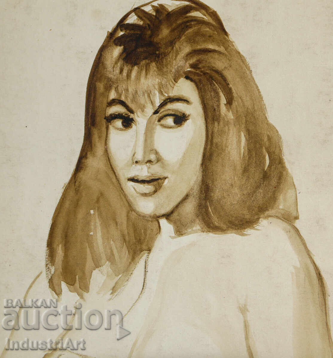 Παράδοση Έργο ζωγραφικής με ακουαρέλα, γυναικείο πορτρέτο Παράδοση Έργο ζωγραφικής με ακουαρέλα, γυναικείο πορτρέτο