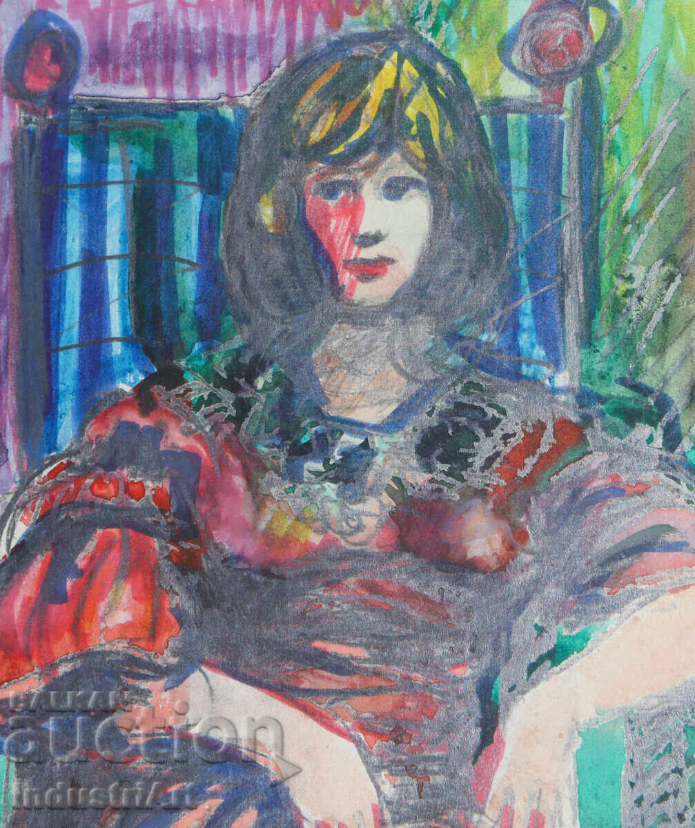 Παράδοση Έργο μικτής τεχνικής, γυναικείο πορτρέτο