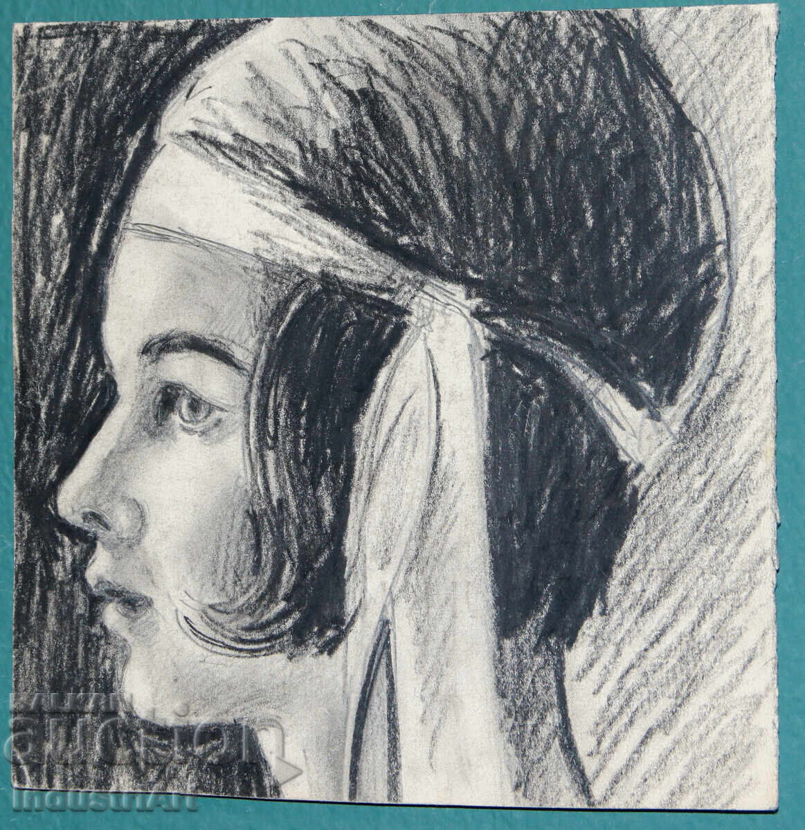 Delivery of Old pencil drawing, female portrait