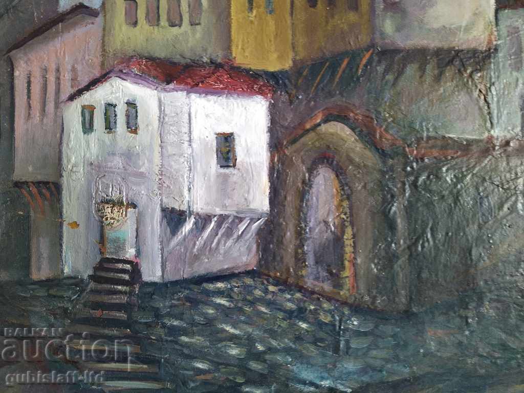 Картина, къщи, църква, худ. Блага,1996 г. - 5