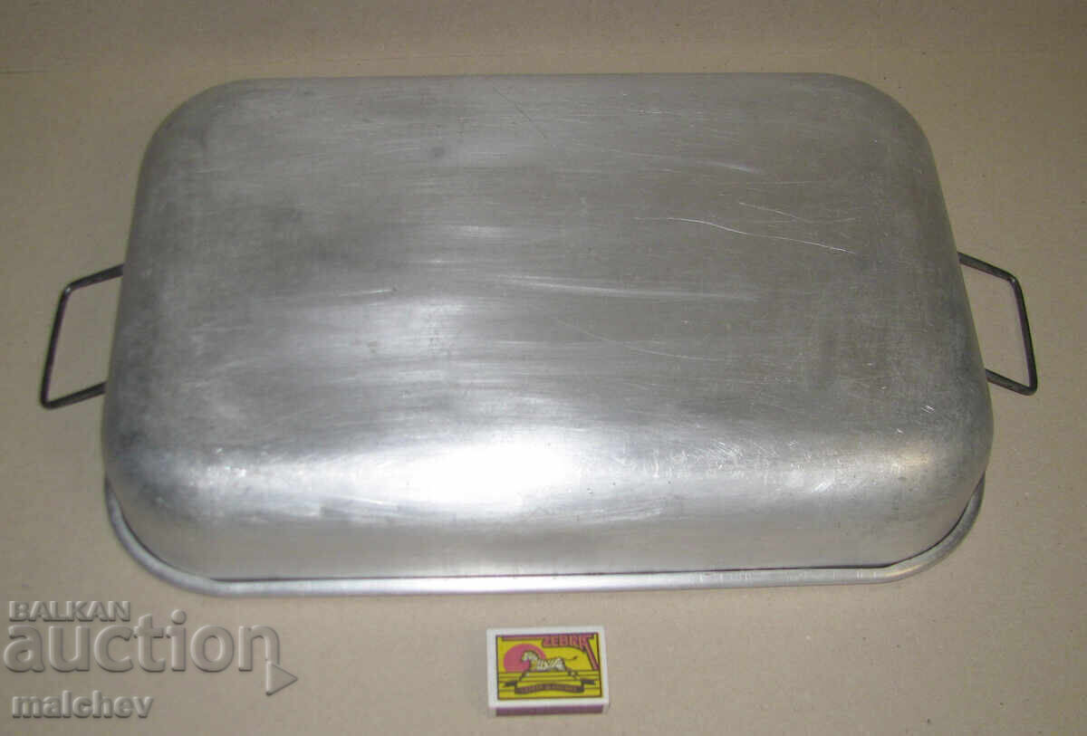 Old aluminum pan 28/42 cm rectangular with handles, excellent - 6 Old aluminum pan 28/42 cm rectangular with handles, excellent - 6