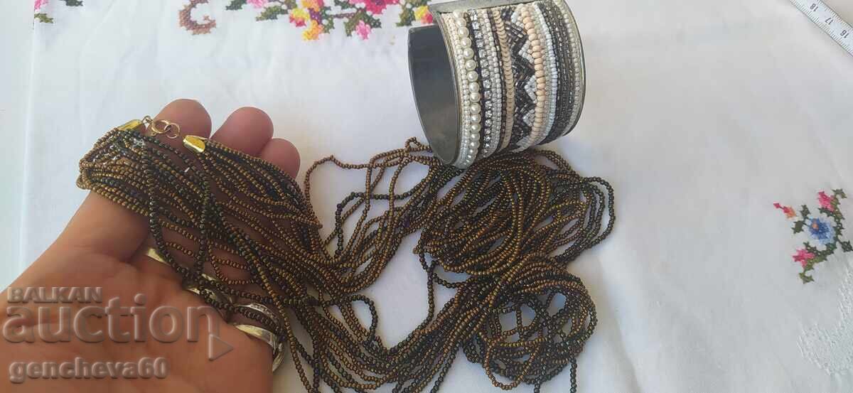 Wide beaded cuff bracelet and necklace - 5 Wide beaded cuff bracelet and necklace - 5