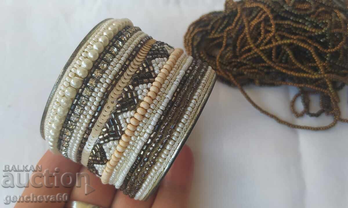 Wide beaded cuff bracelet and necklace - 6 Wide beaded cuff bracelet and necklace - 6